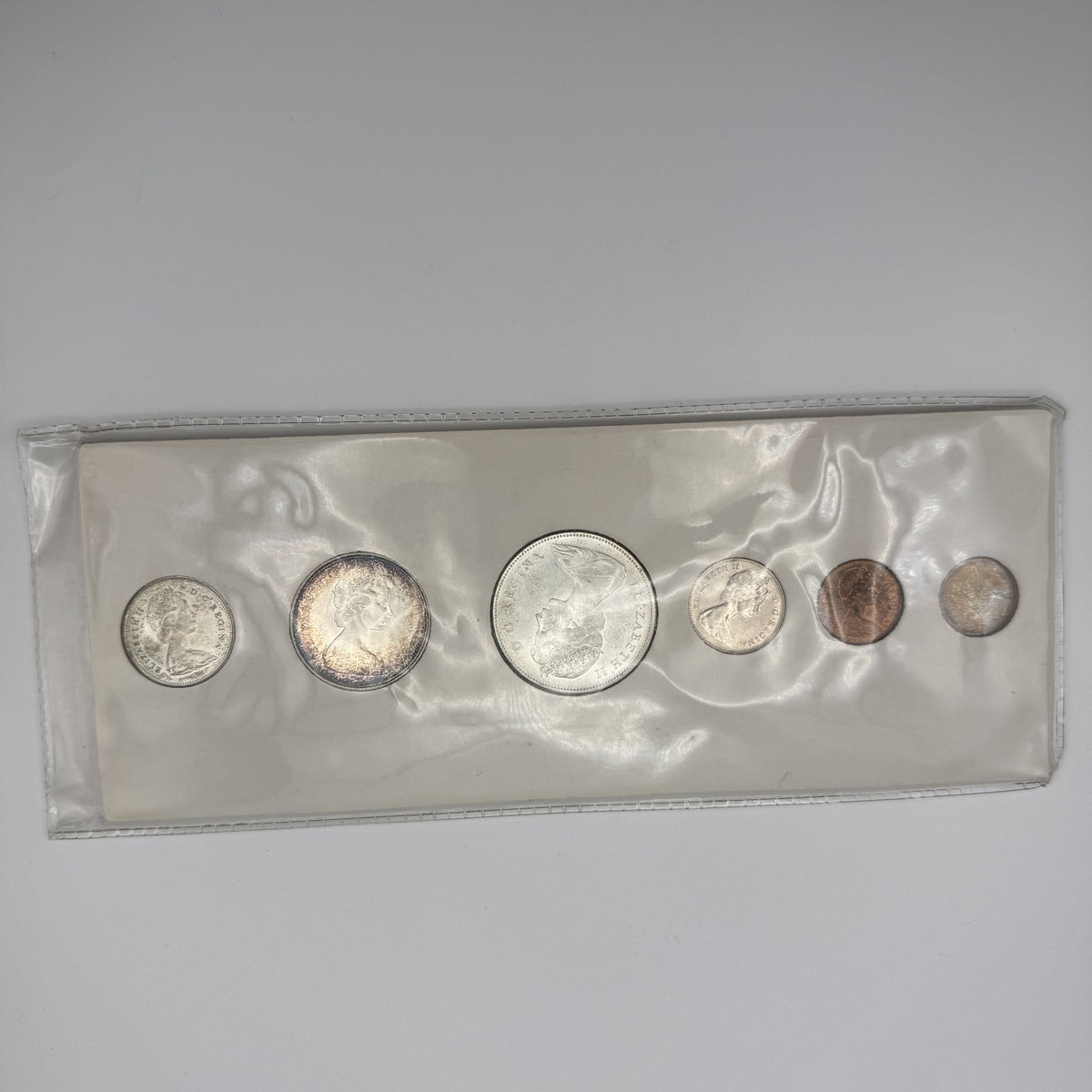 1967 Canada Centennial 6-Coin Set in Vinyl 'Canada Year Set' Sleeve, Silver - back