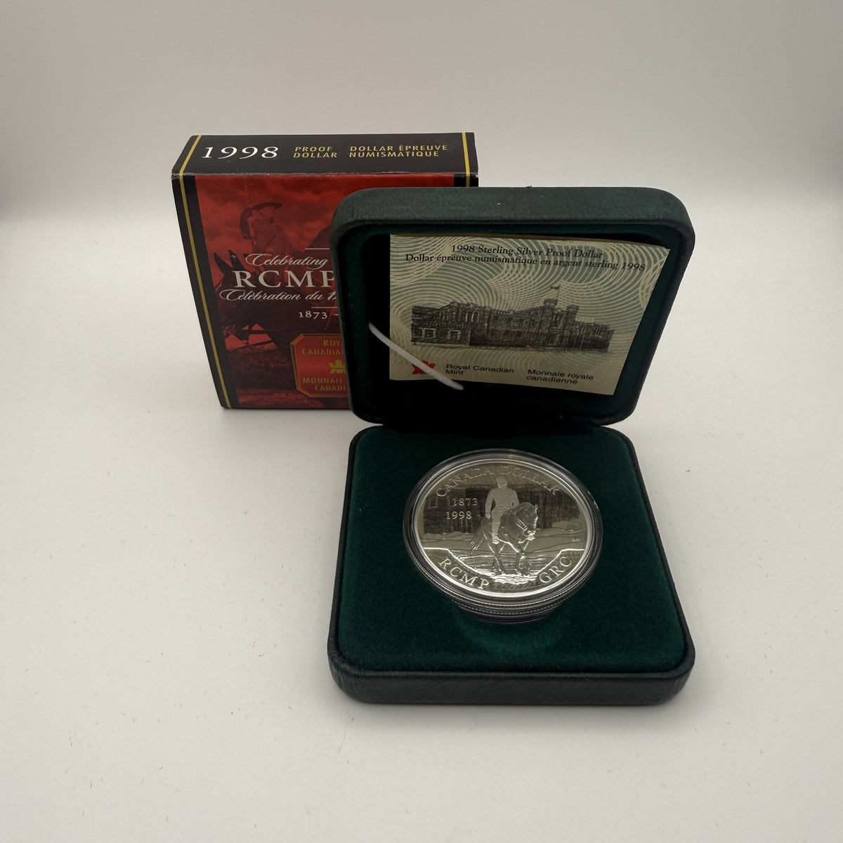 1998 Canada $1 RCMP 125th Anniversary Sterling Silver Proof Dollar - front