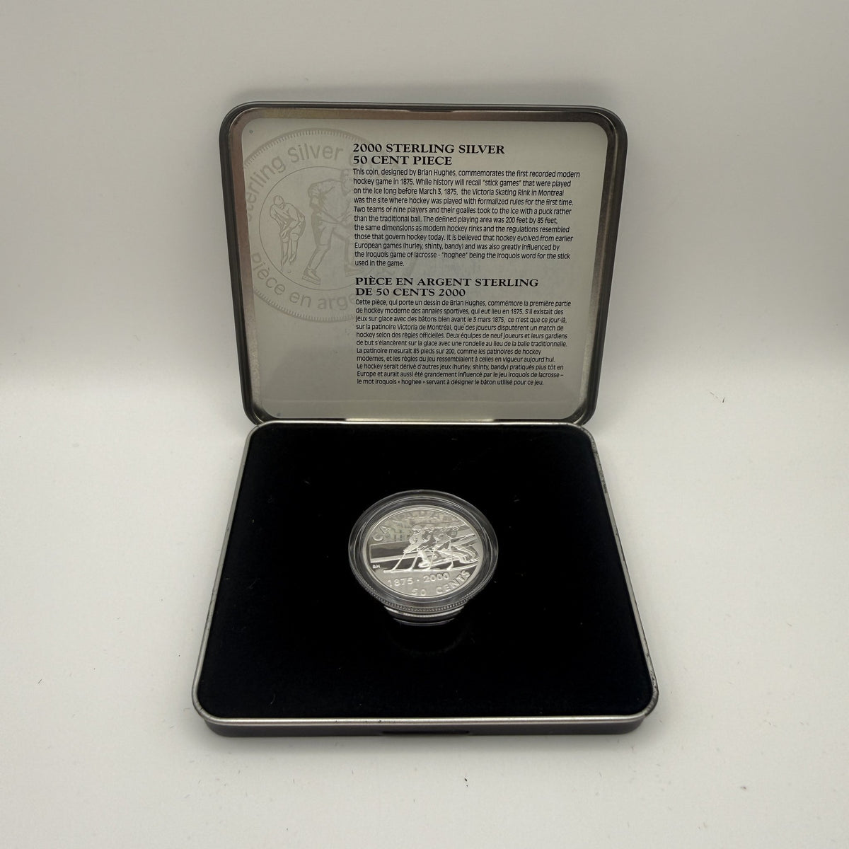 2000 Canada 50¢ First Recorded Hockey Game Sterling Silver Proof - packaging