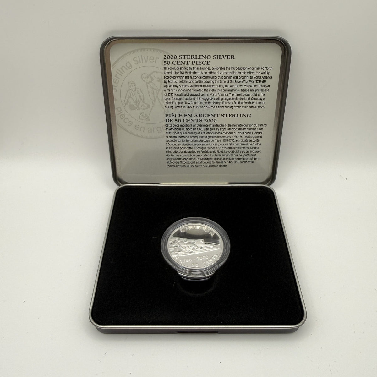 2000 Canada 50¢ Introduction of Curling to North America Sterling Silver Proof - front