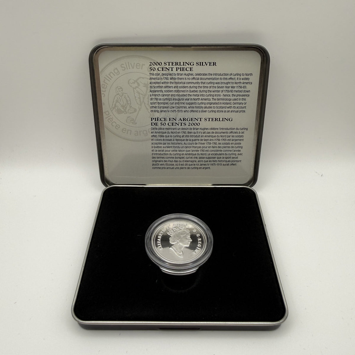 2000 Canada 50¢ Introduction of Curling to North America Sterling Silver Proof - back