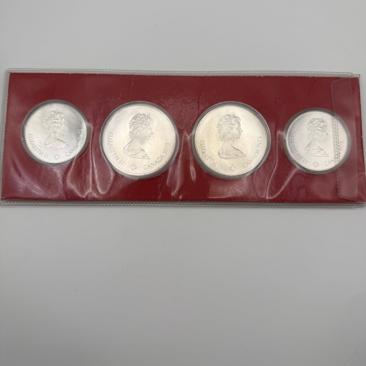 1973 Canada Montreal Olympics Series I Sterling Silver 4-Coin Set - back