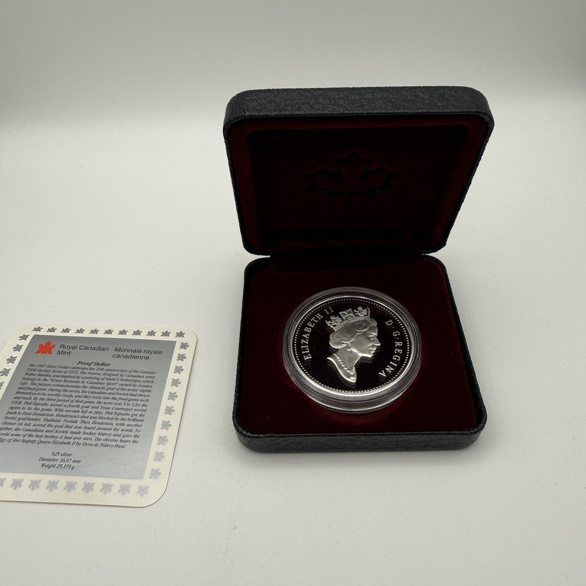 1997 Canada $1 Canada–USSR Hockey Series 25th Anniversary Sterling Silver Proof Dollar - back