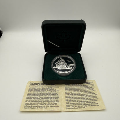 1999 Canada $1 Voyage of Juan Pérez 225th Anniversary Sterling Silver Proof Dollar - packaging