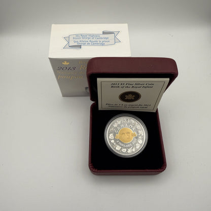 2013 Canada $5 Birth of the Royal Infant Fine Silver Proof Coin - front