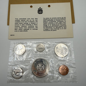 1964 Canada 6-Coin Prooflike Set with Charlottetown–Quebec Dollar – Sealed Mint Pliofilm with Envelope & Card, 80% Silver