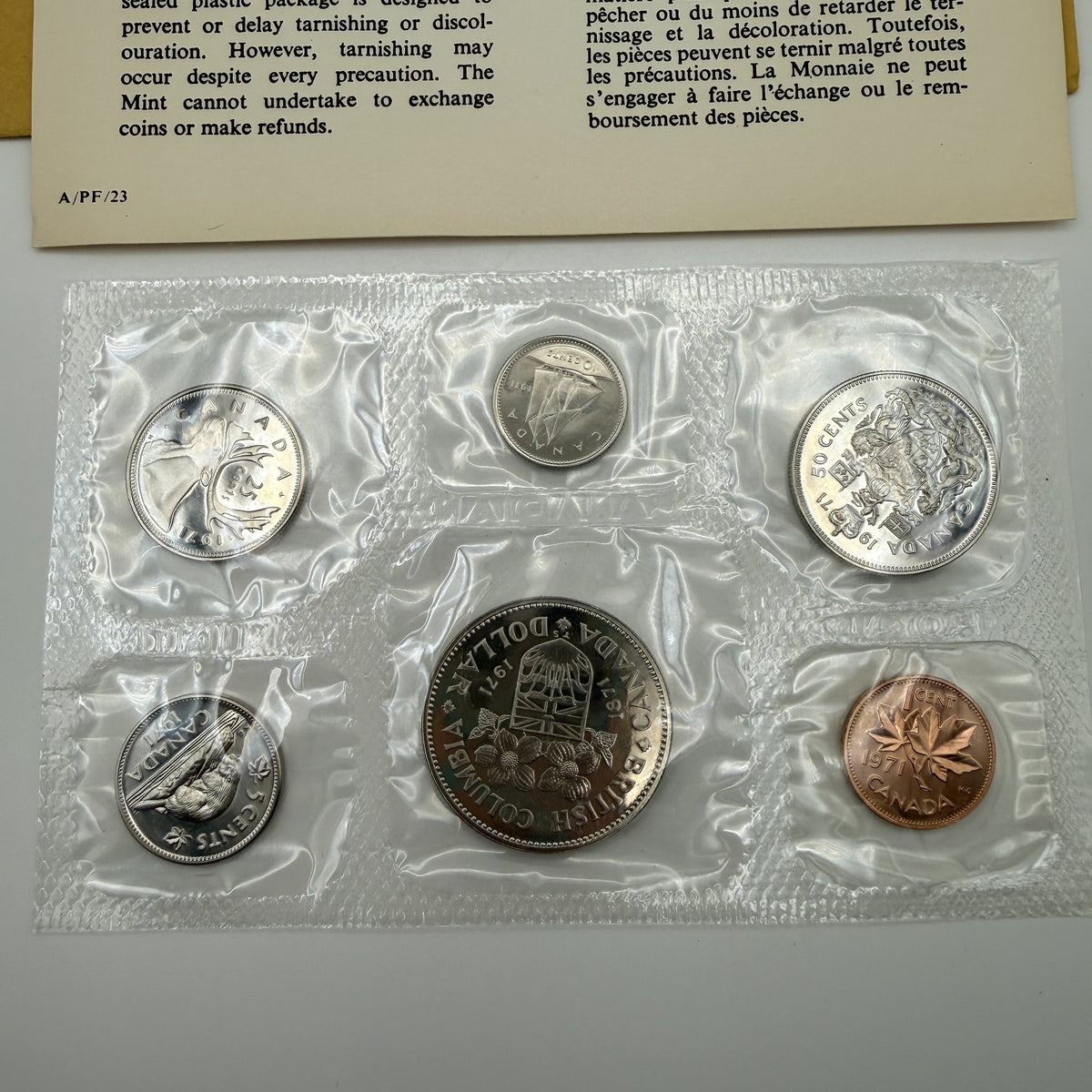 1971 Canada 6-Coin Prooflike Set with British Columbia Dollar - front