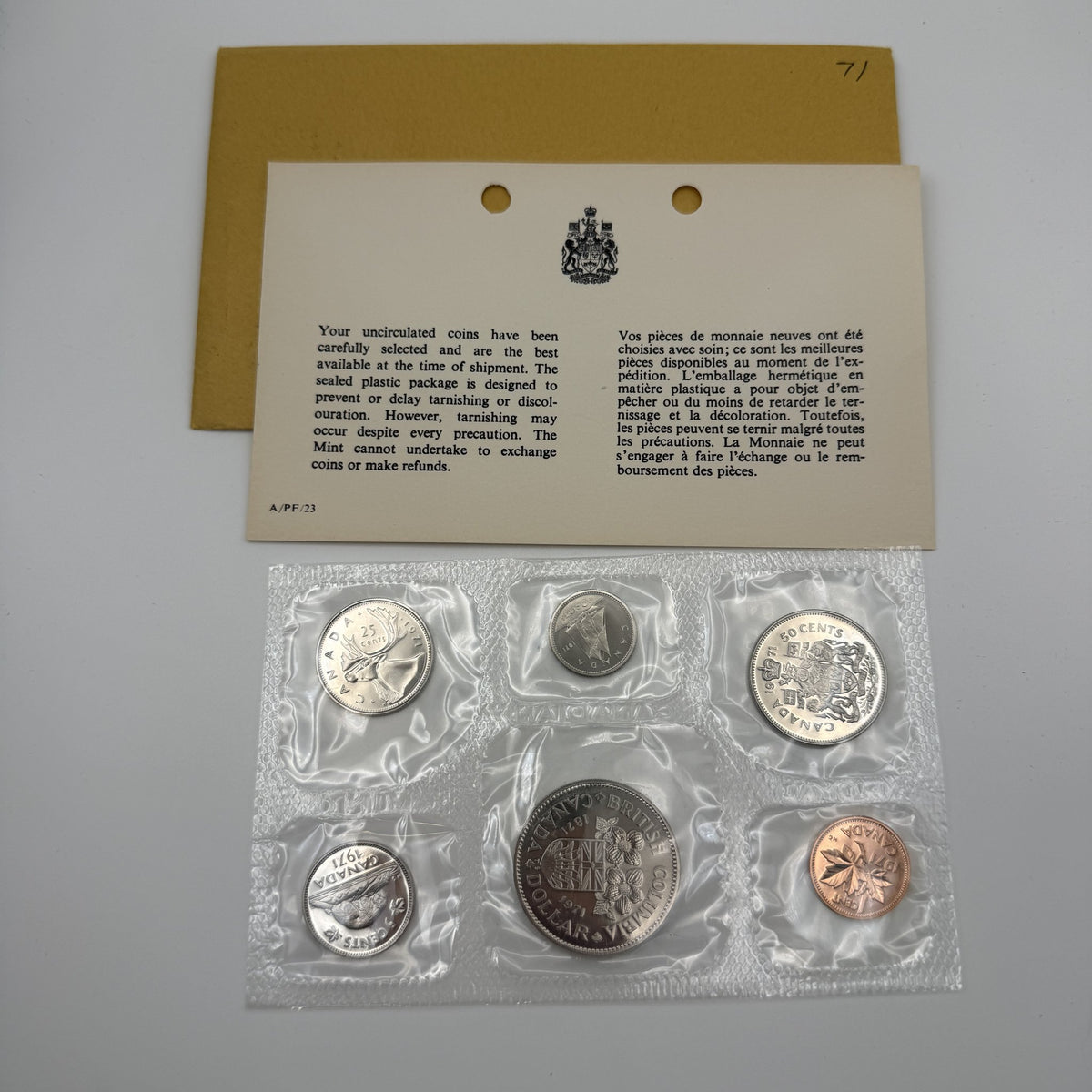 1971 Canada 6-Coin Prooflike Set with British Columbia Dollar - front