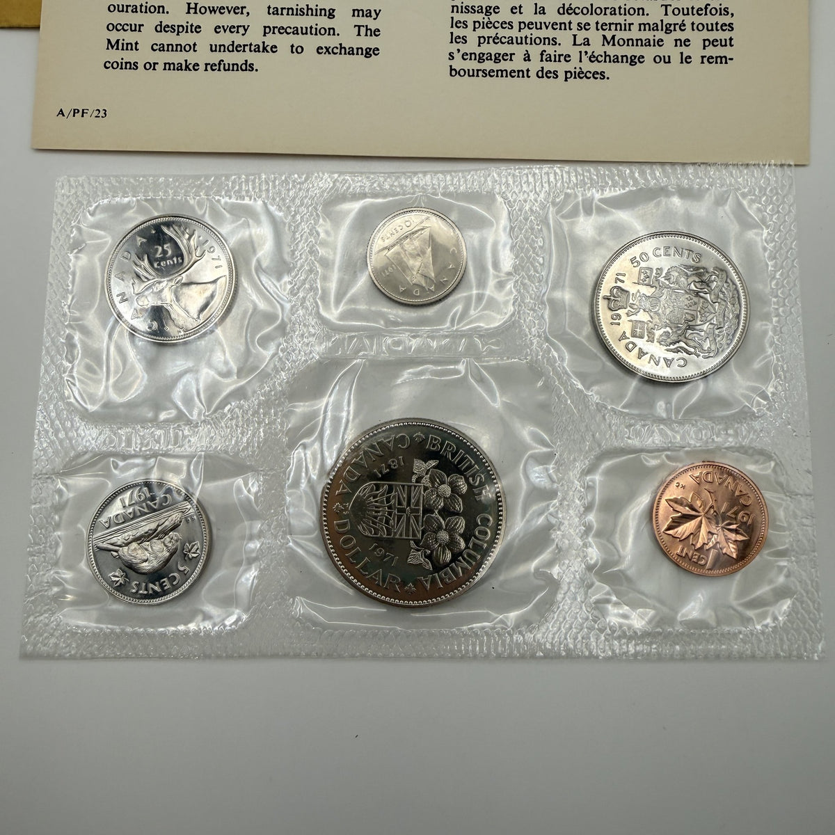 1971 Canada 6-Coin Prooflike Set with British Columbia Dollar - front
