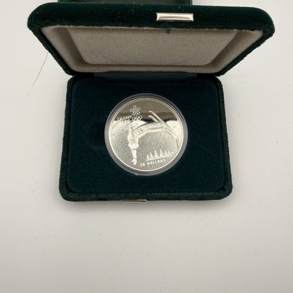 1988 Canada $20 Calgary Olympic Winter Games Freestyle Skiing Sterling Silver Coin - front