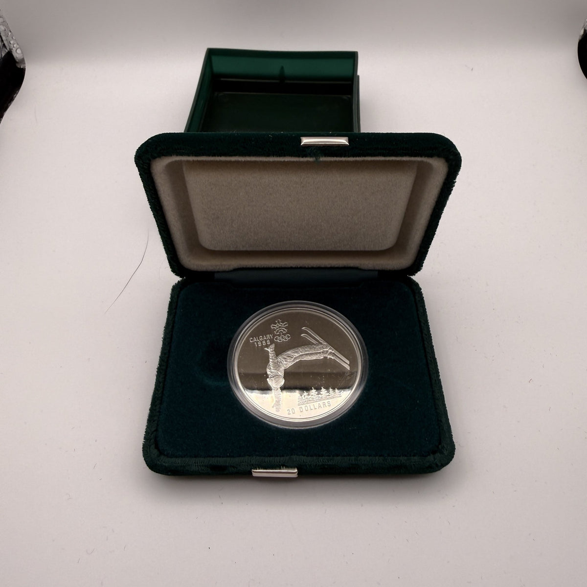 1988 Canada $20 Calgary Olympic Winter Games Freestyle Skiing Sterling Silver Coin - front