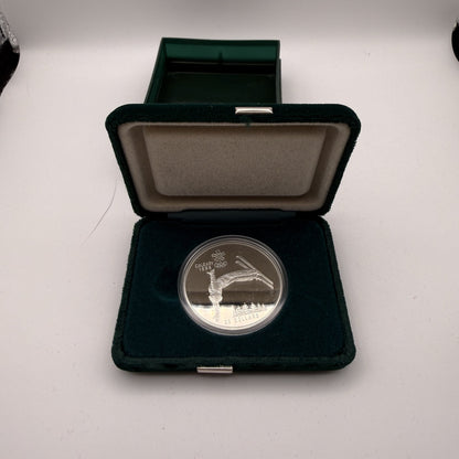 1988 Canada $20 Calgary Olympic Winter Games Freestyle Skiing Sterling Silver Coin - front