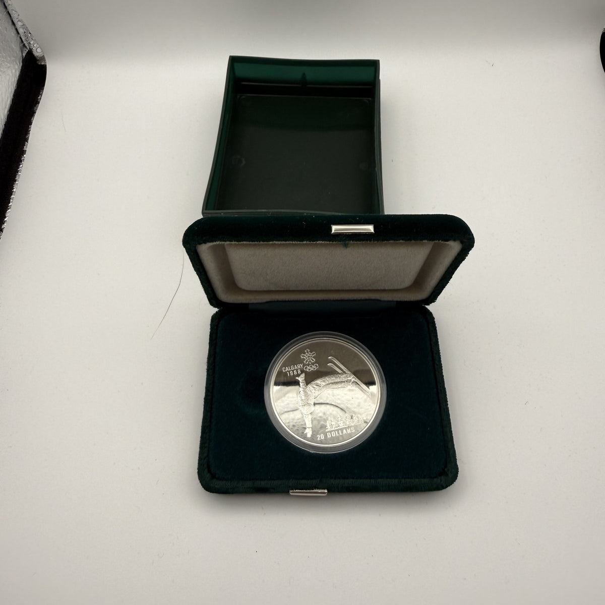 1988 Canada $20 Calgary Olympic Winter Games Freestyle Skiing Sterling Silver Coin - front