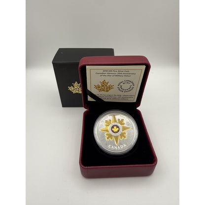2018 Canada $20 Star of Military Valour 25th Anniversary 1 oz Fine Silver Proof Coin - front