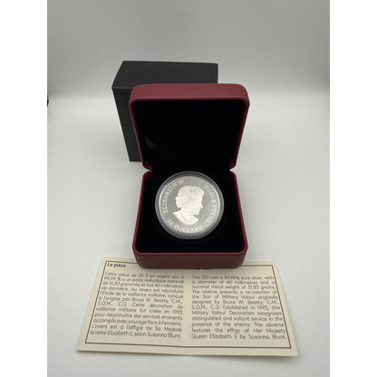 2018 Canada $20 Star of Military Valour 25th Anniversary 1 oz Fine Silver Proof Coin - back