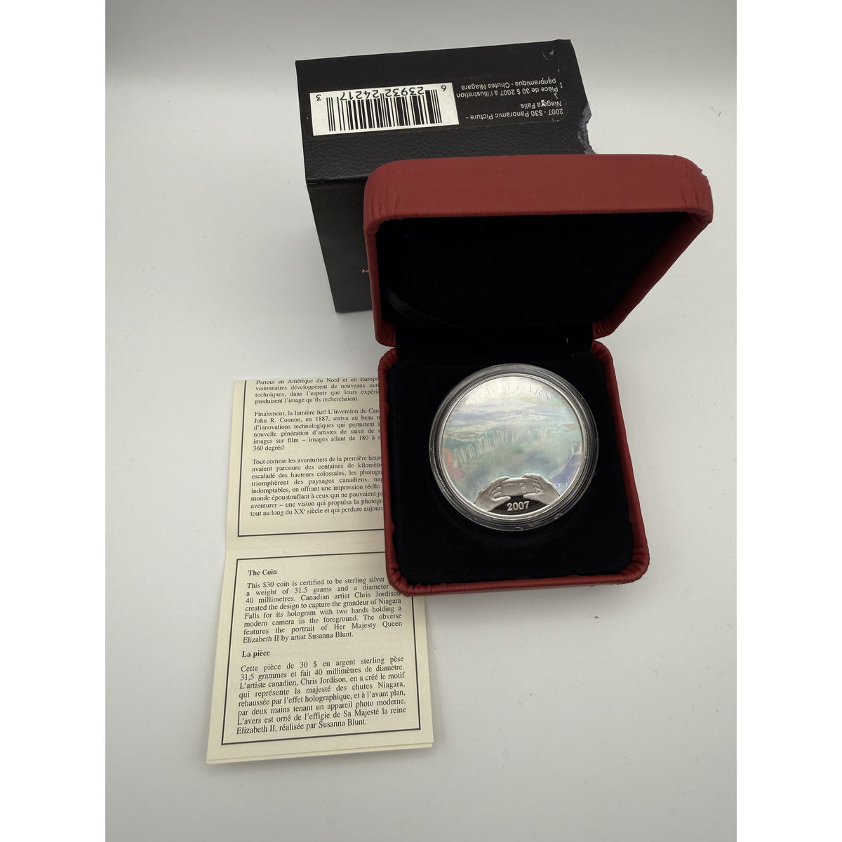 2007 Canada $30 Niagara Falls Panoramic Hologram Sterling Silver Proof Coin - front