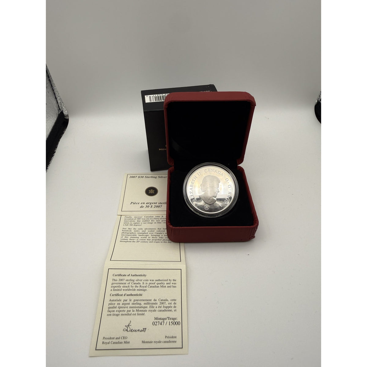 2007 Canada $30 Niagara Falls Panoramic Hologram Sterling Silver Proof Coin - packaging
