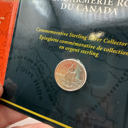 1998 Canada $1 RCMP 125th Anniversary Sterling Silver Dollar & Collector Pin Set - front