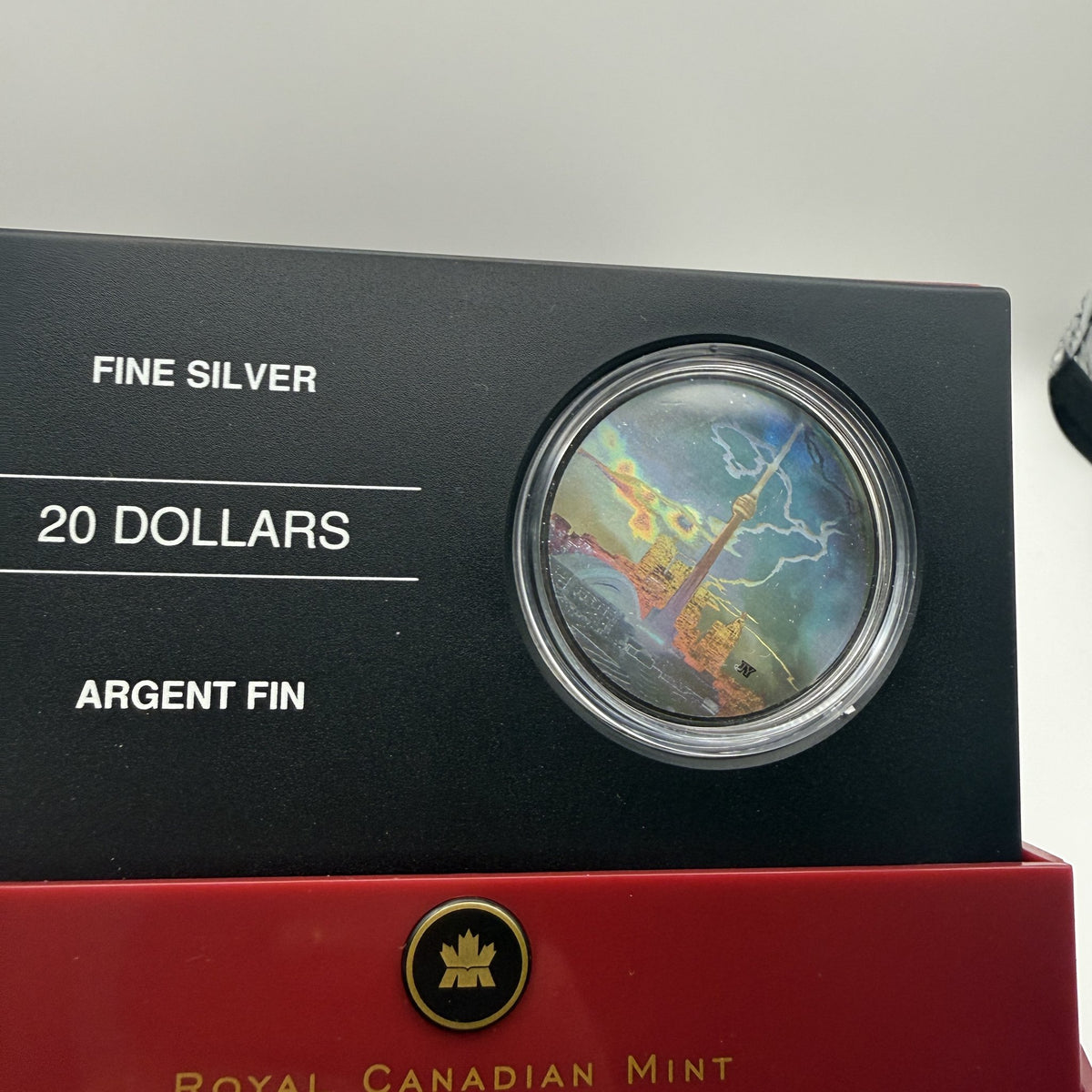 2006 Canada $20 CN Tower Hologram 1 oz Fine Silver Proof Coin - front