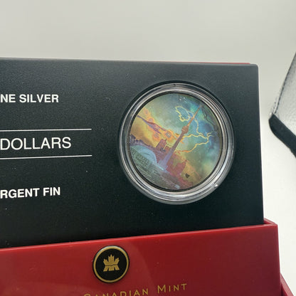 2006 Canada $20 CN Tower Hologram 1 oz Fine Silver Proof Coin - front