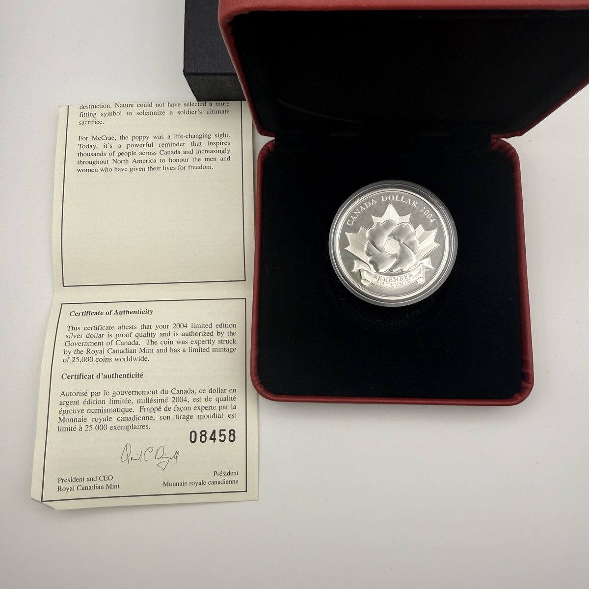 2004 Canada $1 The Poppy Special Edition Proof Silver Dollar - packaging