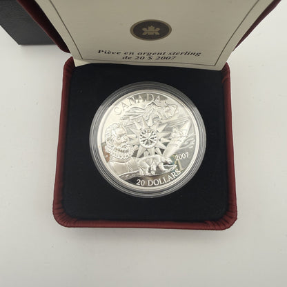 2007 Canada $20 Polar Year Sterling Silver Proof Coin - front
