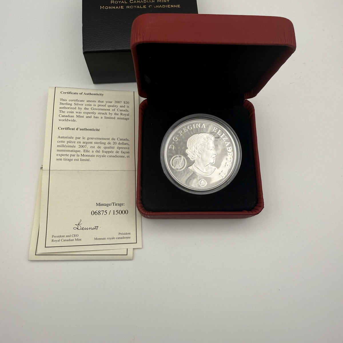 2007 Canada $20 Polar Year Sterling Silver Proof Coin - back