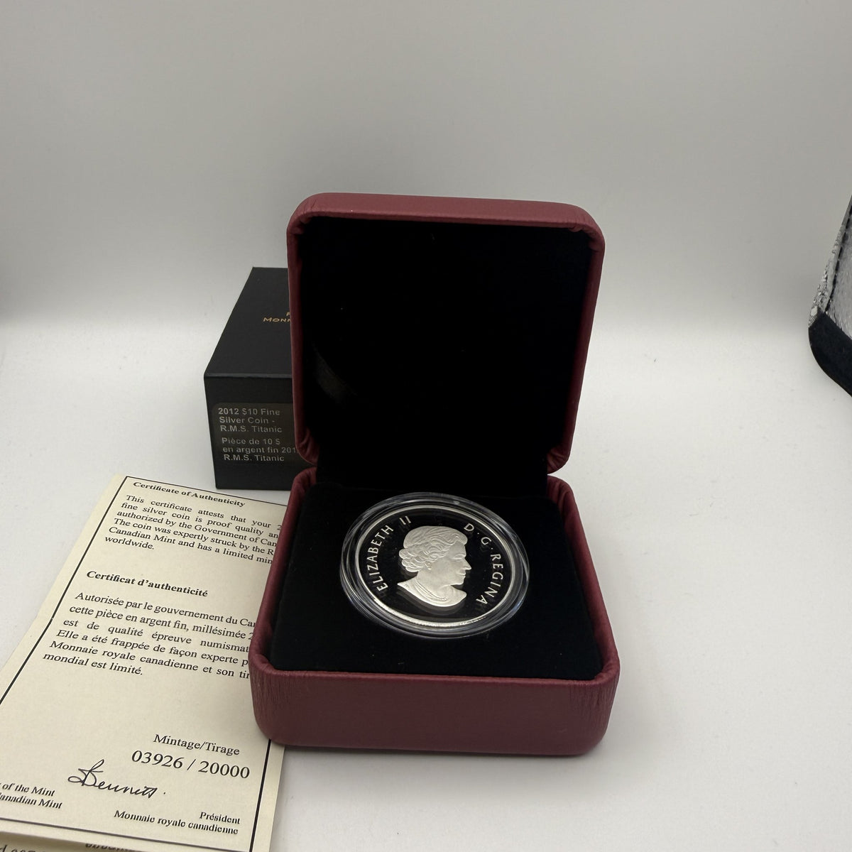 2012 Canada $10 R.M.S. Titanic Fine Silver Proof Coin - back
