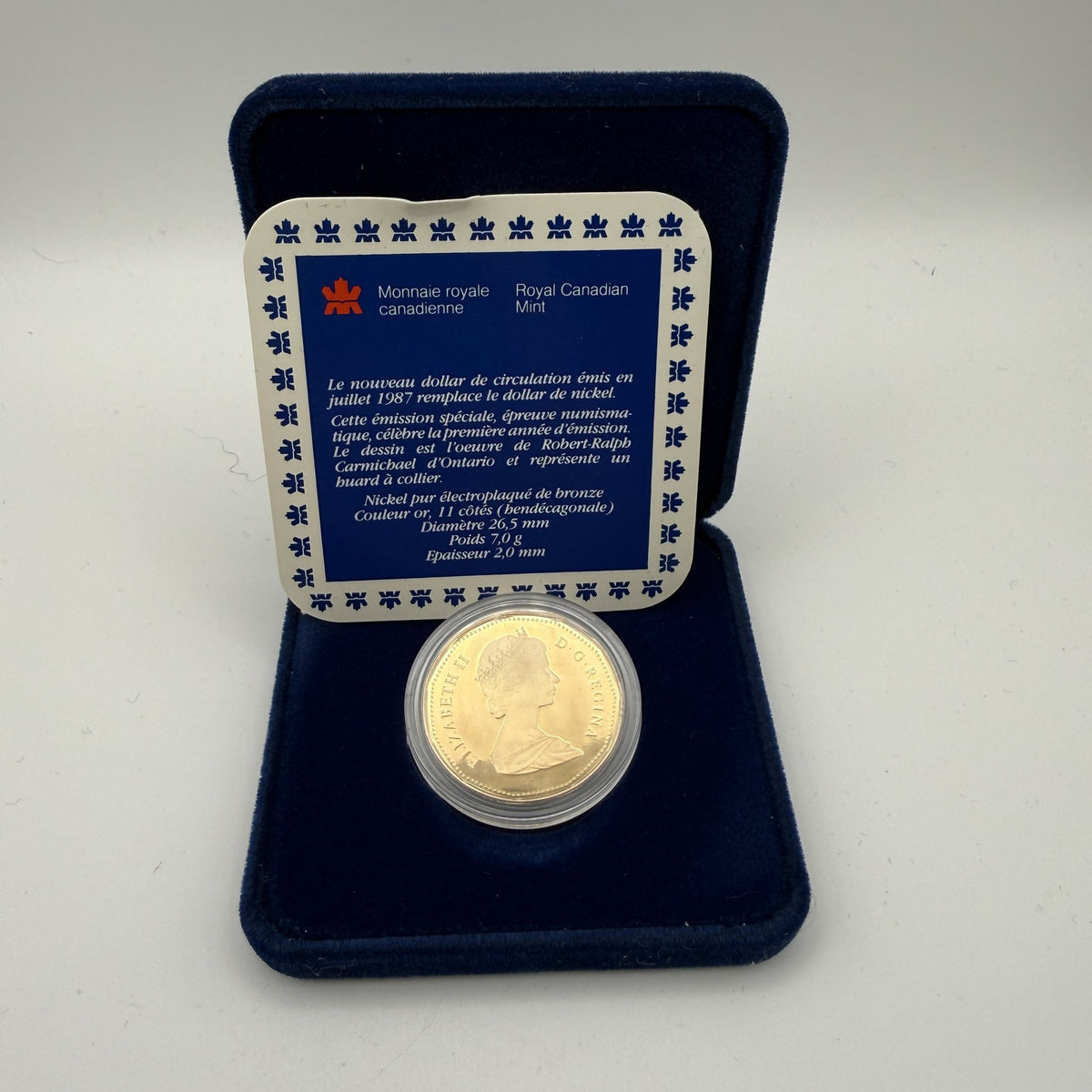 1987 Canada $1 Loon Proof Dollar - back