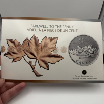 2012 Canada $20 for $20 Farewell to the Penny Fine Silver Coin - packaging