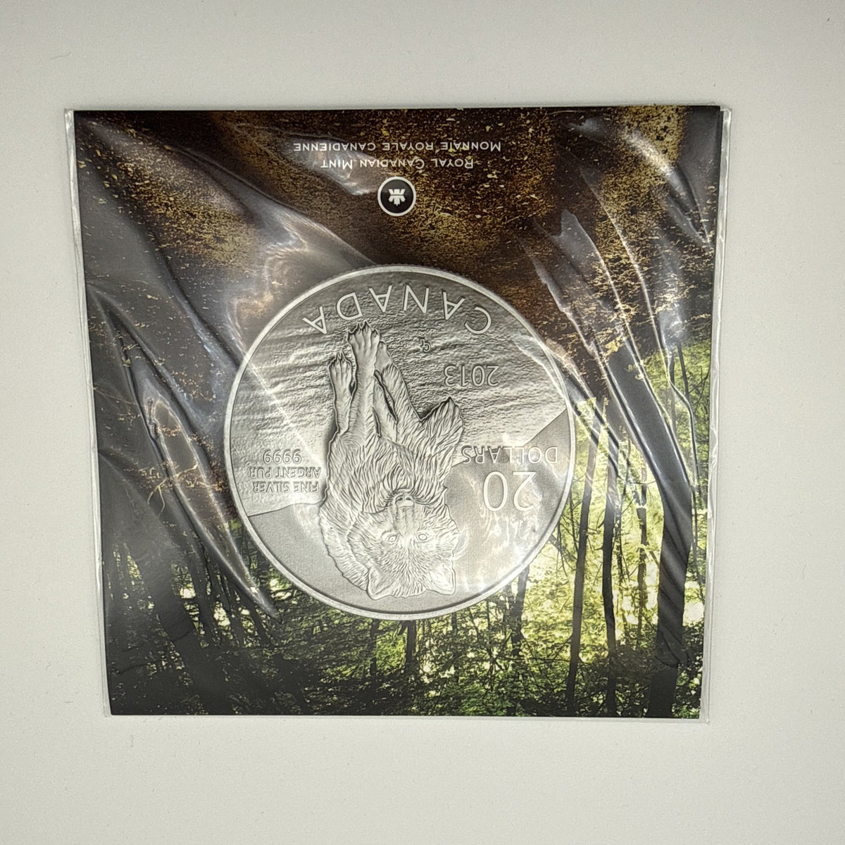2013 Canada $20 for $20 Wolf Fine Silver Coin - front