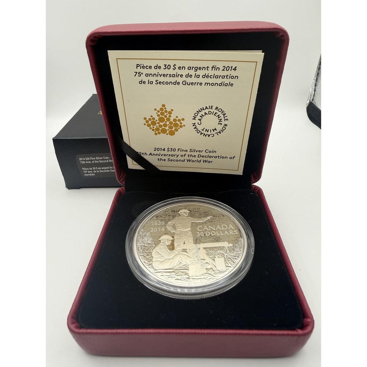 2014 Canada $30 Declaration of the Second World War 75th Anniversary 2 oz Fine Silver Proof Coin - front