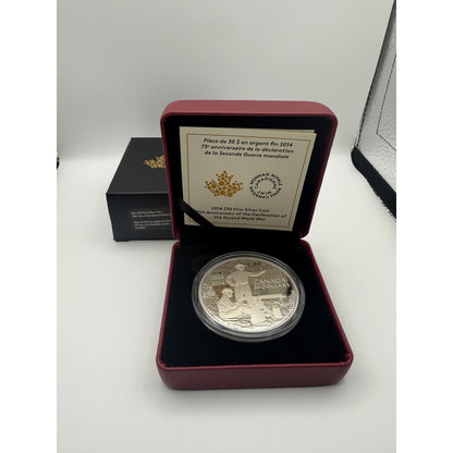 2014 Canada $30 Declaration of the Second World War 75th Anniversary 2 oz Fine Silver Proof Coin - front
