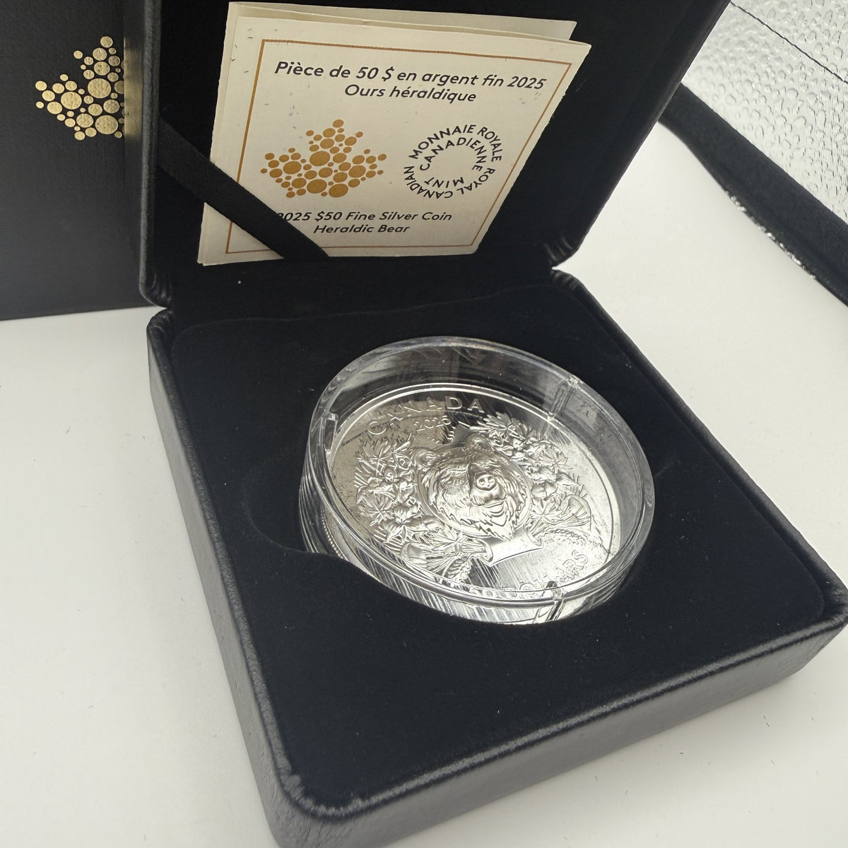 2025 Canada $50 Heraldic Bear Fine Silver Proof Coin - front