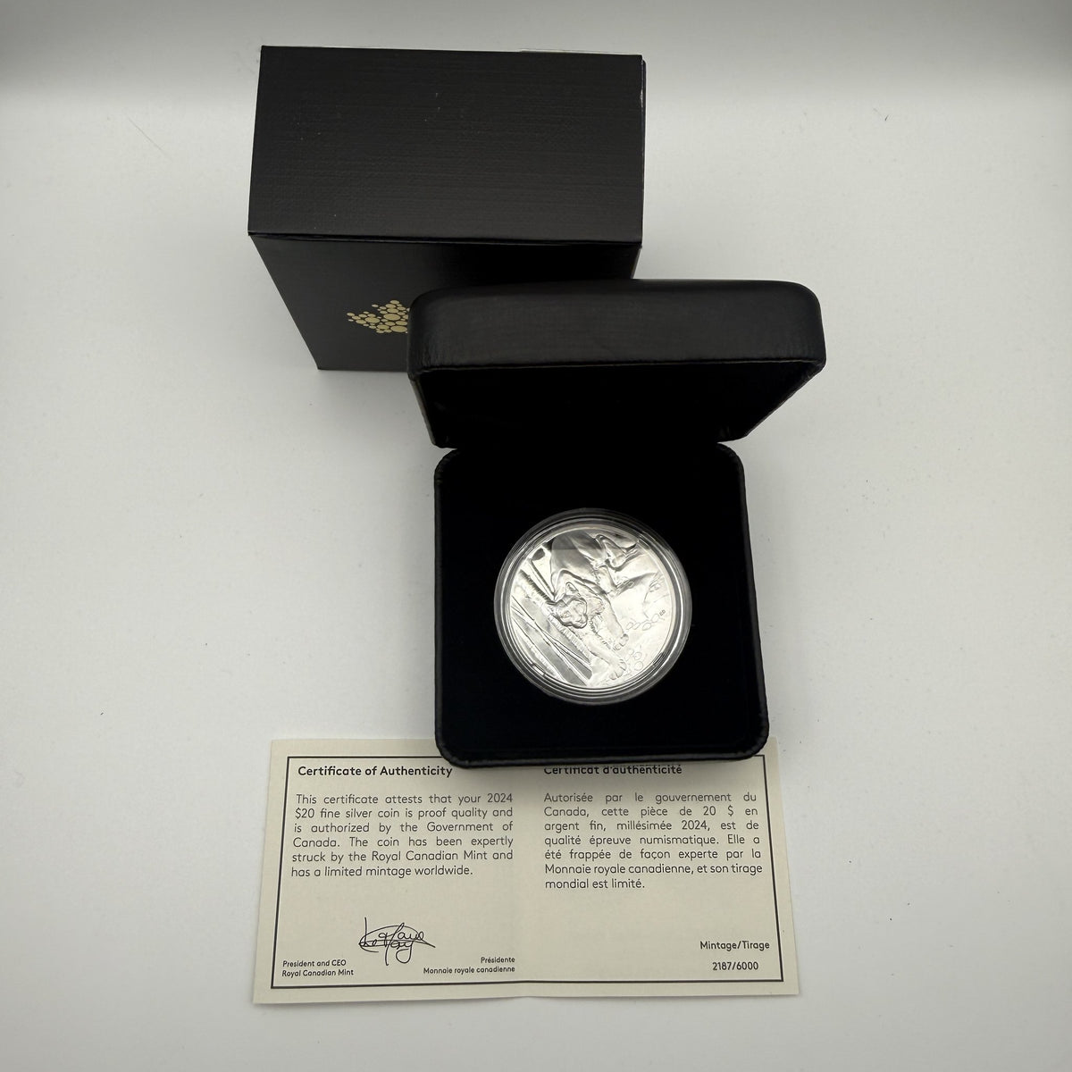 2024 Canada $20 Great Hunters: Cougar Ultra-High Relief 1 oz Fine Silver Proof Coin - front