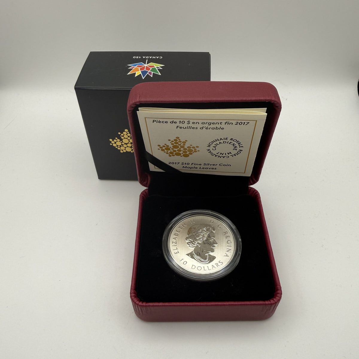 2017 Canada $10 Maple Leaves Fine Silver Coin Canada 150 - back
