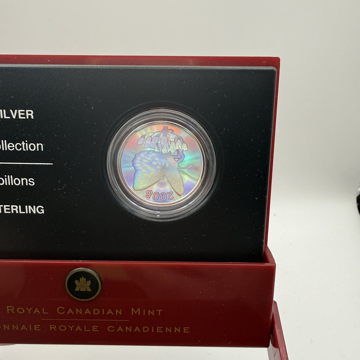 2005 Canada 50 Cents Great Spangled Fritillary Butterfly Hologram Sterling Silver Proof - front