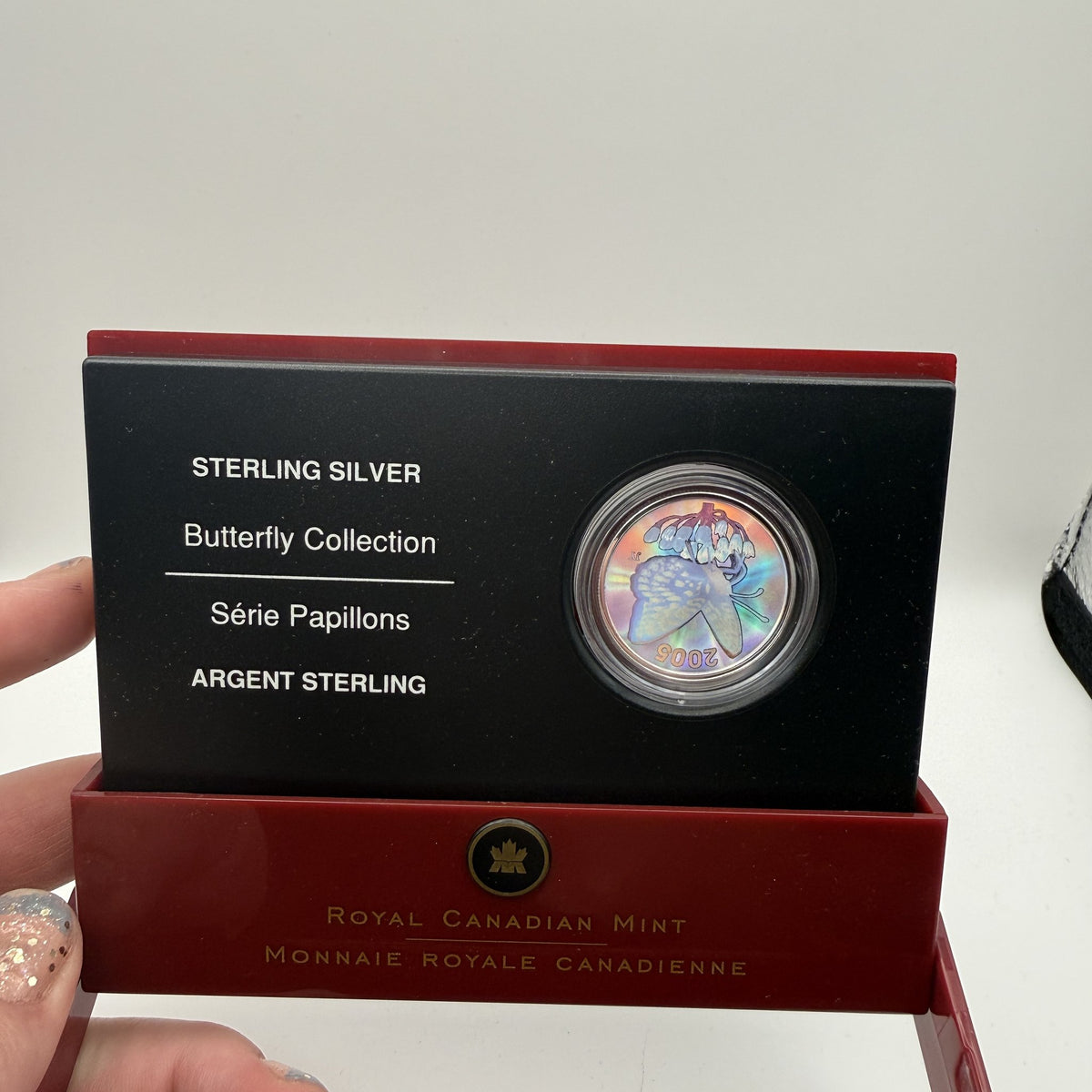 2005 Canada 50 Cents Great Spangled Fritillary Butterfly Hologram Sterling Silver Proof - front