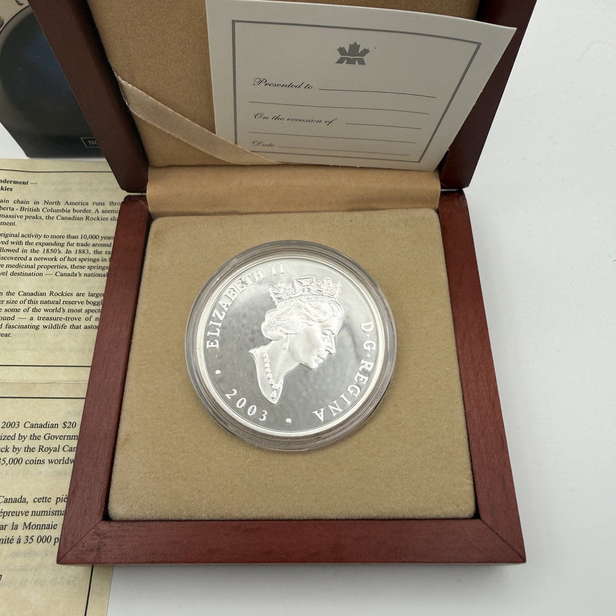 2003 Canada $20 The Rockies - second coin Queen's side
