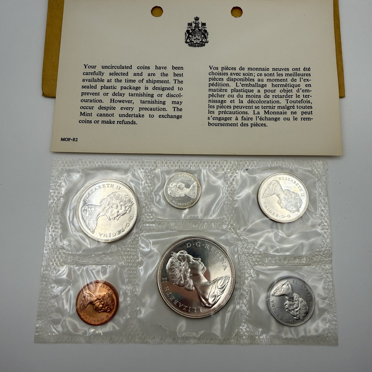 1967 Canada Centennial Prooflike Set - Pliofilm + envelope & card - back
