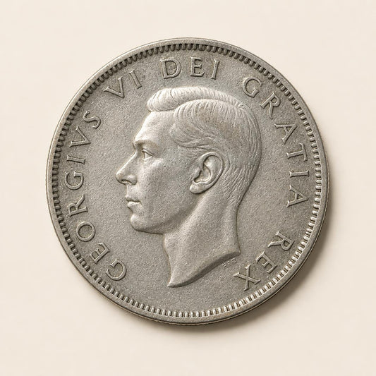 Canadian 80 percent silver half dollar, 1937 to 1966, obverse (representative)