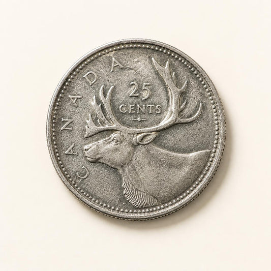Canadian 80 percent silver quarter, 1937 to 1966, reverse (representative)